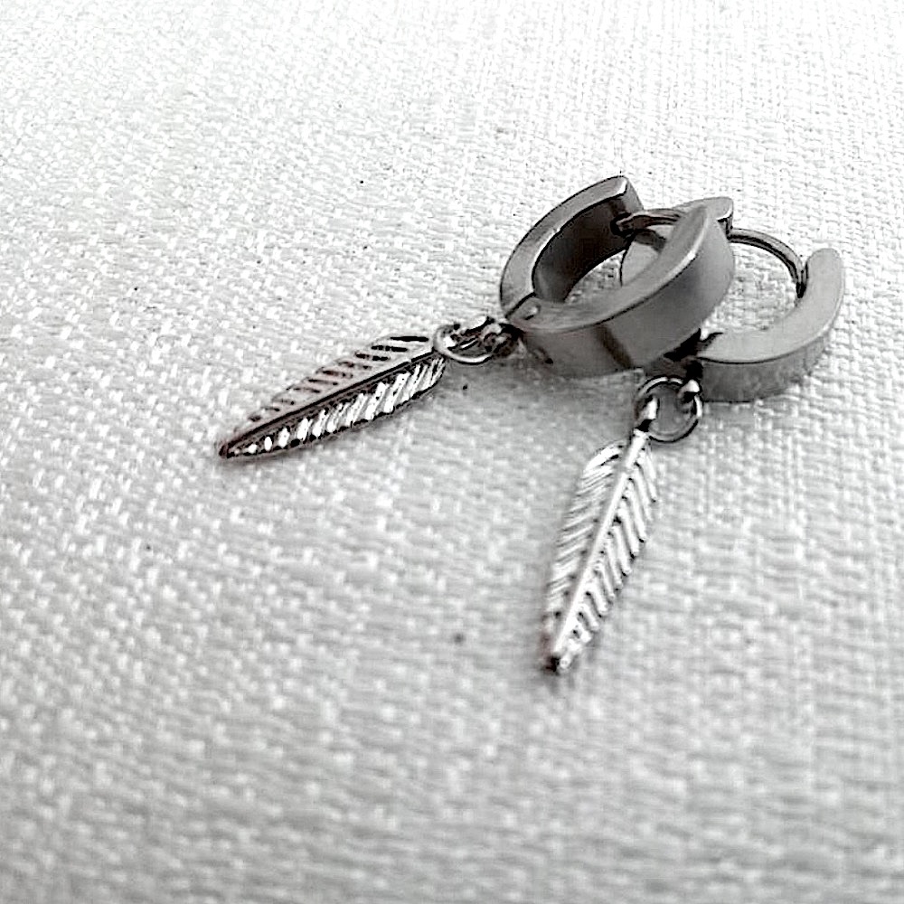 n e w | silver feather earrings - Picture 2 of 5